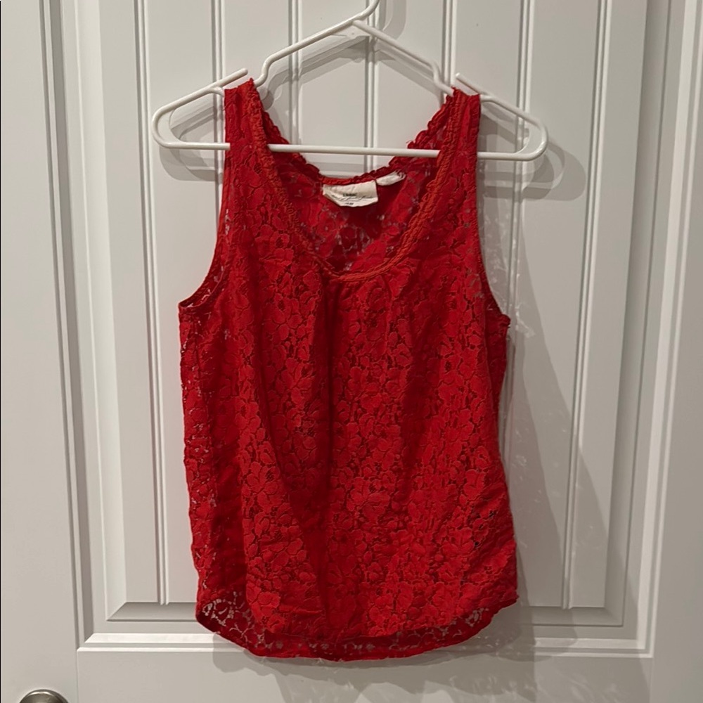 Red Lace Sleeveless Top